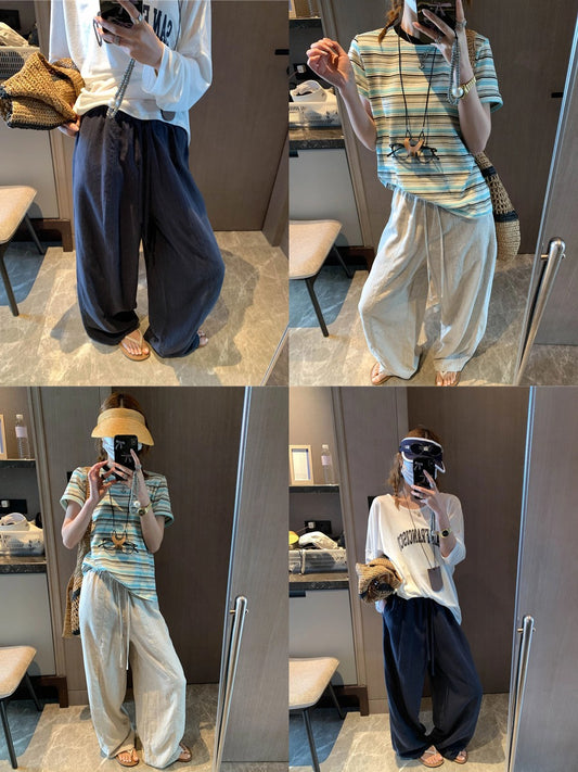 涼しくて、腦が長く見える。テンセルリネンワイドパンツ
