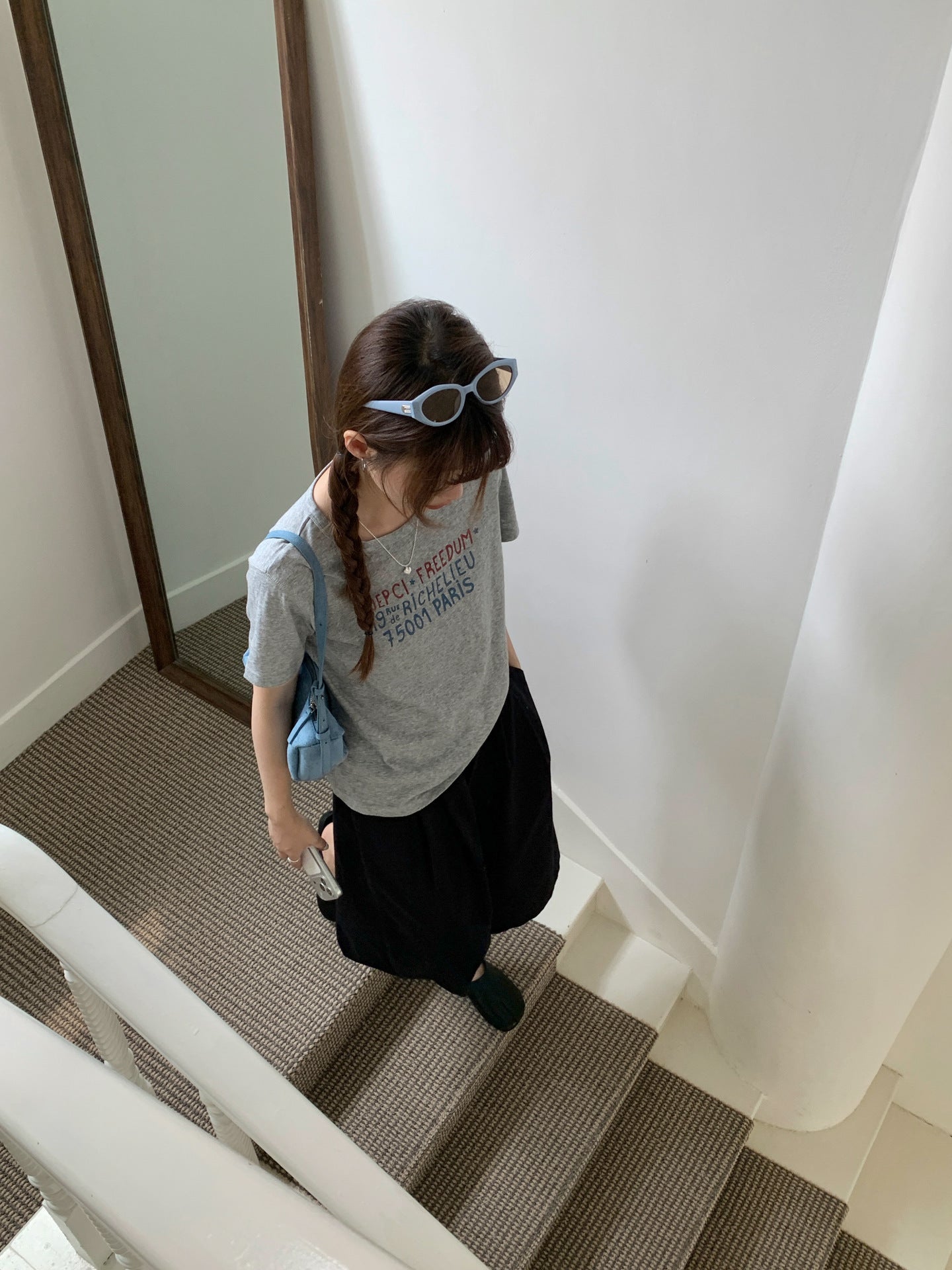 ヴィンテージレタープリントTシャツ｜竹節コットン・ルーズフィット