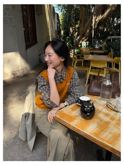 Vネックレターニットベスト｜コーディネート 2