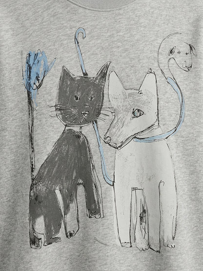 猫と犬のワンポイント。ふんわり、ゆったりスウェット。