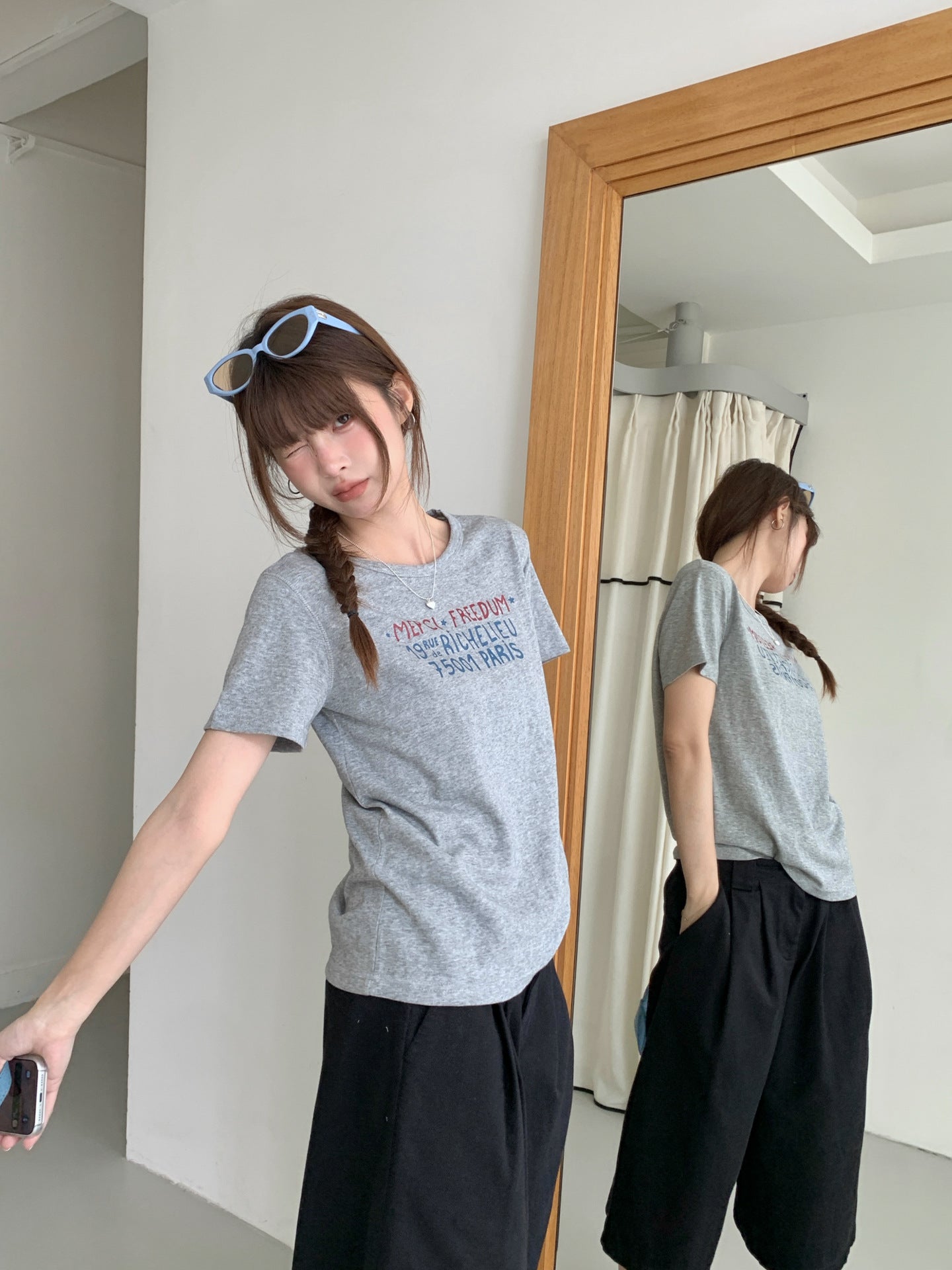 ヴィンテージレタープリントTシャツ｜竹節コットン・ルーズフィット