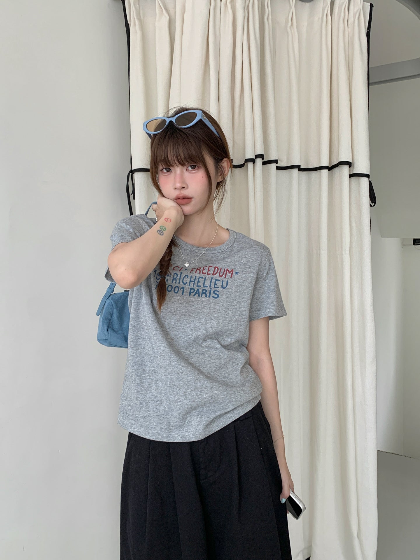 ヴィンテージレタープリントTシャツ｜竹節コットン・ルーズフィット