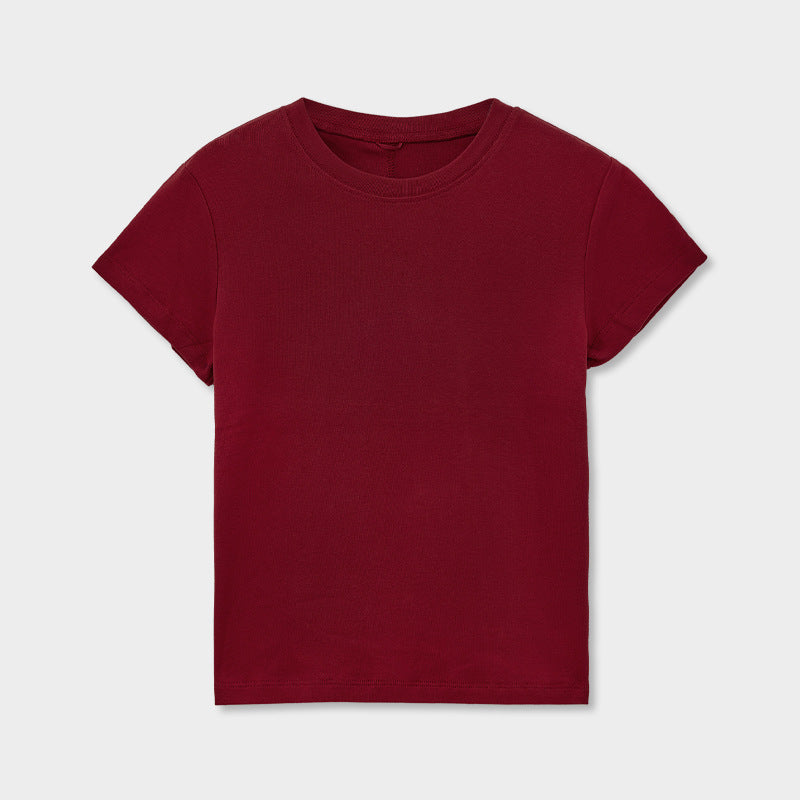 ベビーコットンクルーネックTシャツ｜正肩・スリムシルエット