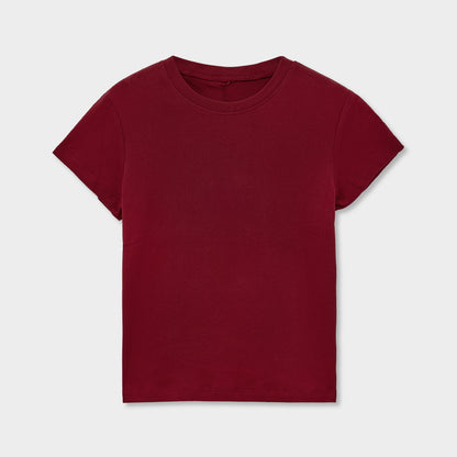 ベビーコットンクルーネックTシャツ｜正肩・スリムシルエット