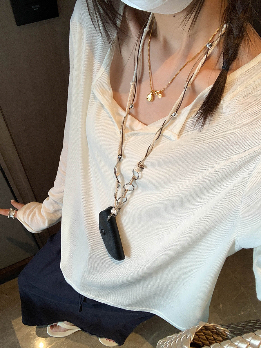 どの色も、かわいい。Vネック長袖Tシャツ