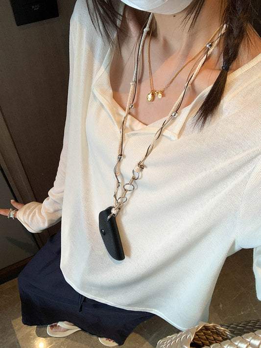 どの色も、かわいい。Vネック長袖Tシャツ