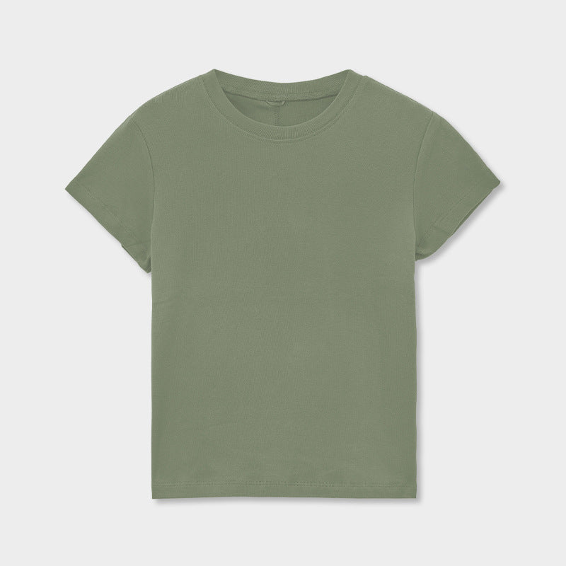 ベビーコットンクルーネックTシャツ｜正肩・スリムシルエット