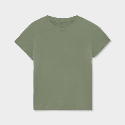 ベビーコットンクルーネックTシャツ｜正肩・スリムシルエット