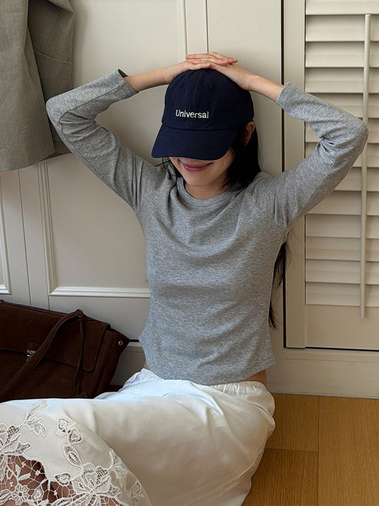 クルーネックロングスリーブTシャツ｜ストレッチ・コンパクト