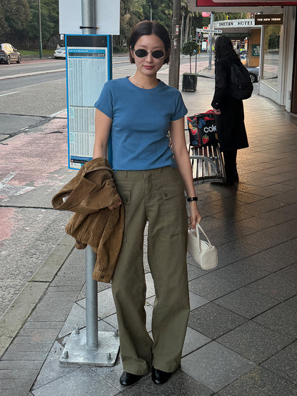 ベビーコットンクルーネックTシャツ｜正肩・スリムシルエット