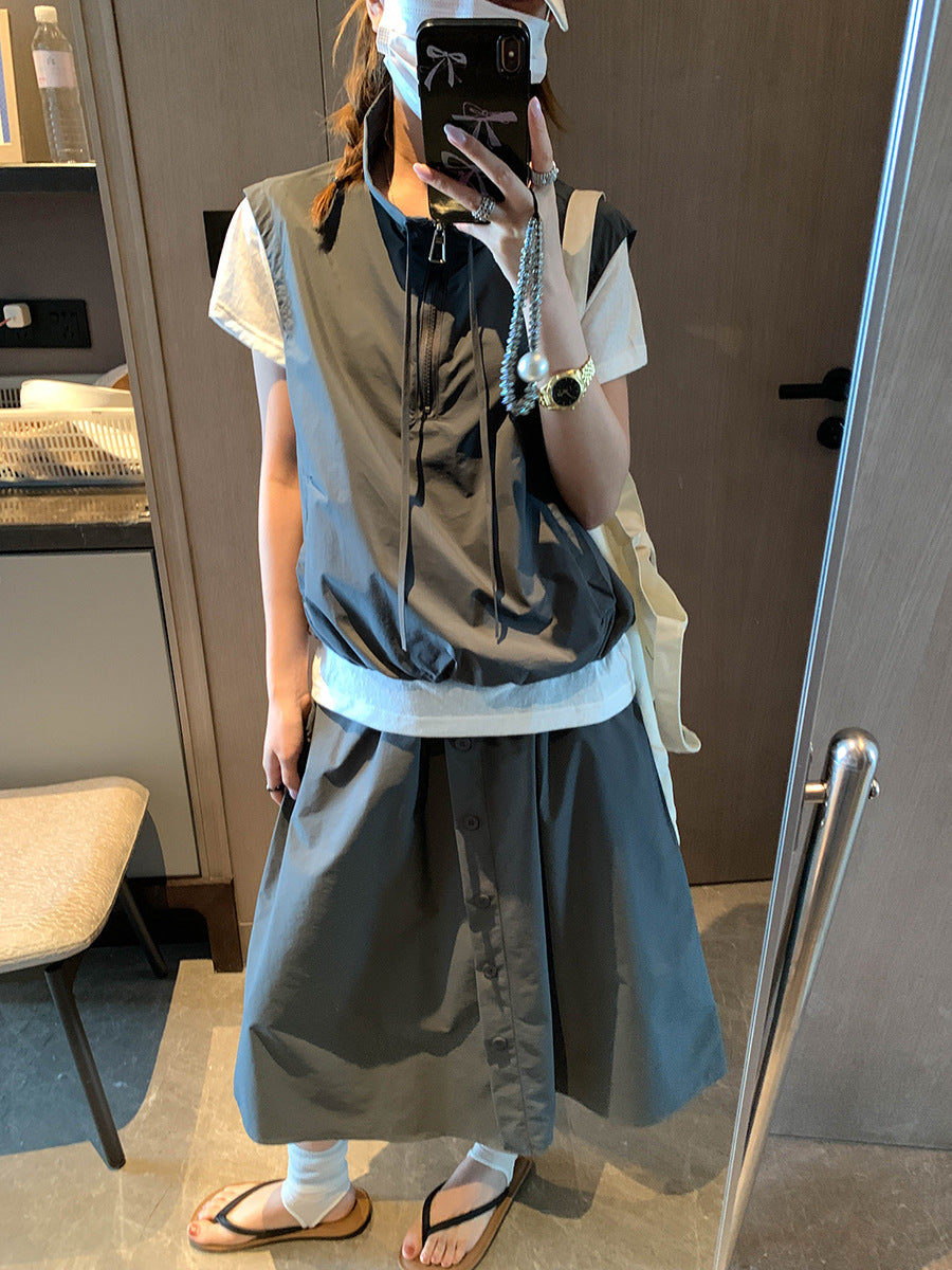 フェイクレイヤーマフィアセットアップ｜マフィアベスト＆ハイウエストスカート