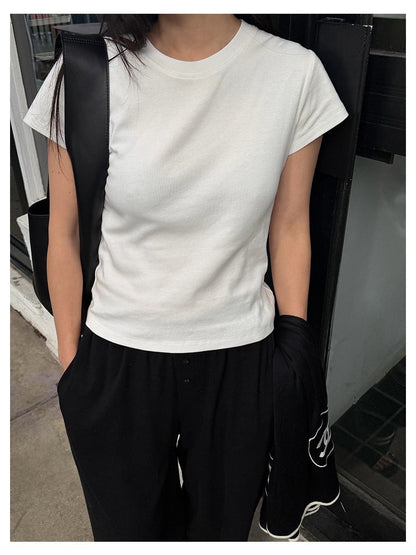 ベビーコットンクルーネックTシャツ｜正肩・スリムシルエット