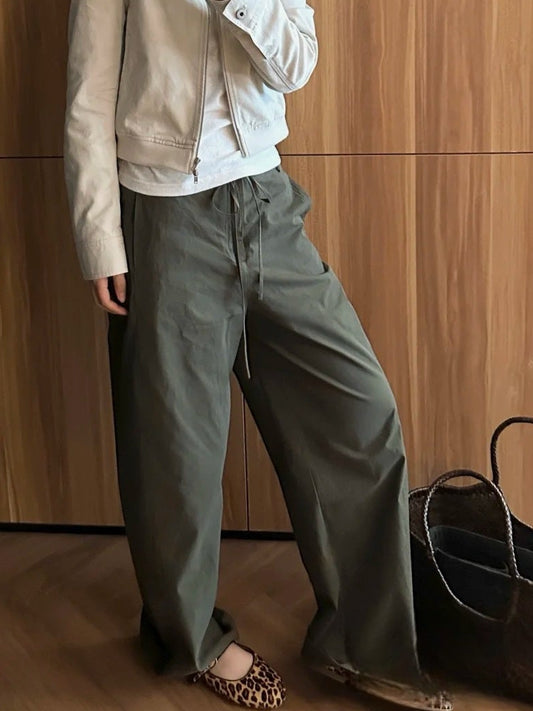 コクーンシルエットドローコードパンツ｜100%コットン・3色