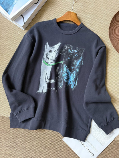 猫と犬のワンポイント。ふんわり、ゆったりスウェット。