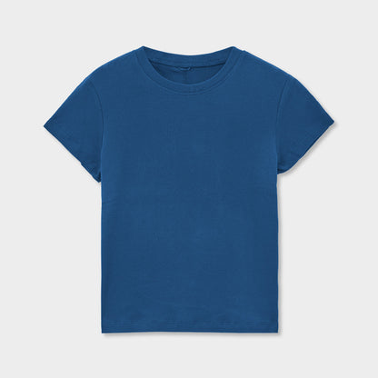 ベビーコットンクルーネックTシャツ｜正肩・スリムシルエット