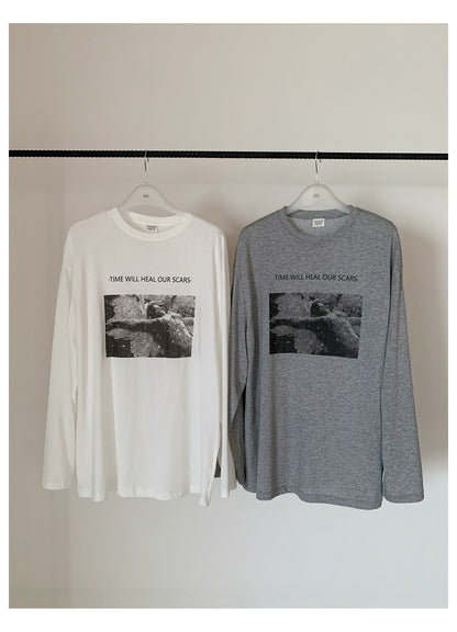 時間が、癒やす。プリントロングスリーブTシャツ
