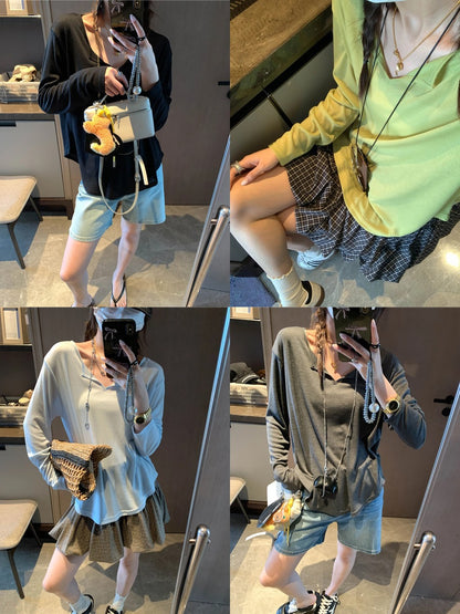 どの色も、かわいい。Vネック長袖Tシャツ