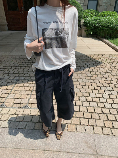 プリントロングスリーブTシャツ ホワイト | IROHI