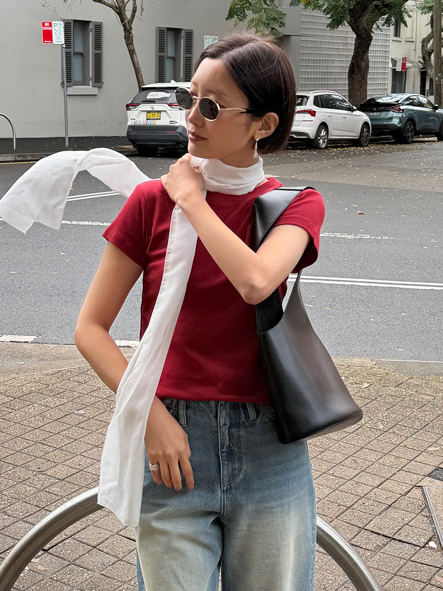 ベビーコットンクルーネックTシャツ｜正肩・スリムシルエット