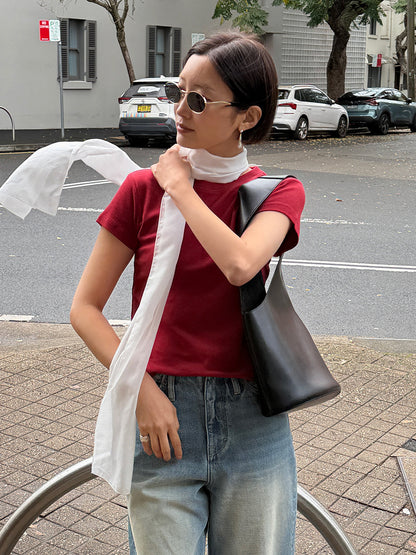 ベビーコットンクルーネックTシャツ｜正肩・スリムシルエット