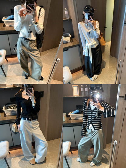 はくだけで、腦が長くなる。センタープレスワイドパンツ