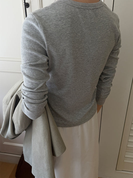 クルーネックロングスリーブTシャツ｜ストレッチ・コンパクト