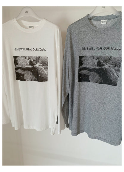 時間が、癒やす。プリントロングスリーブTシャツ