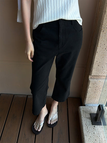 ハイウエストストレッチフレアパンツ｜7分丈・脱け感シルエット
