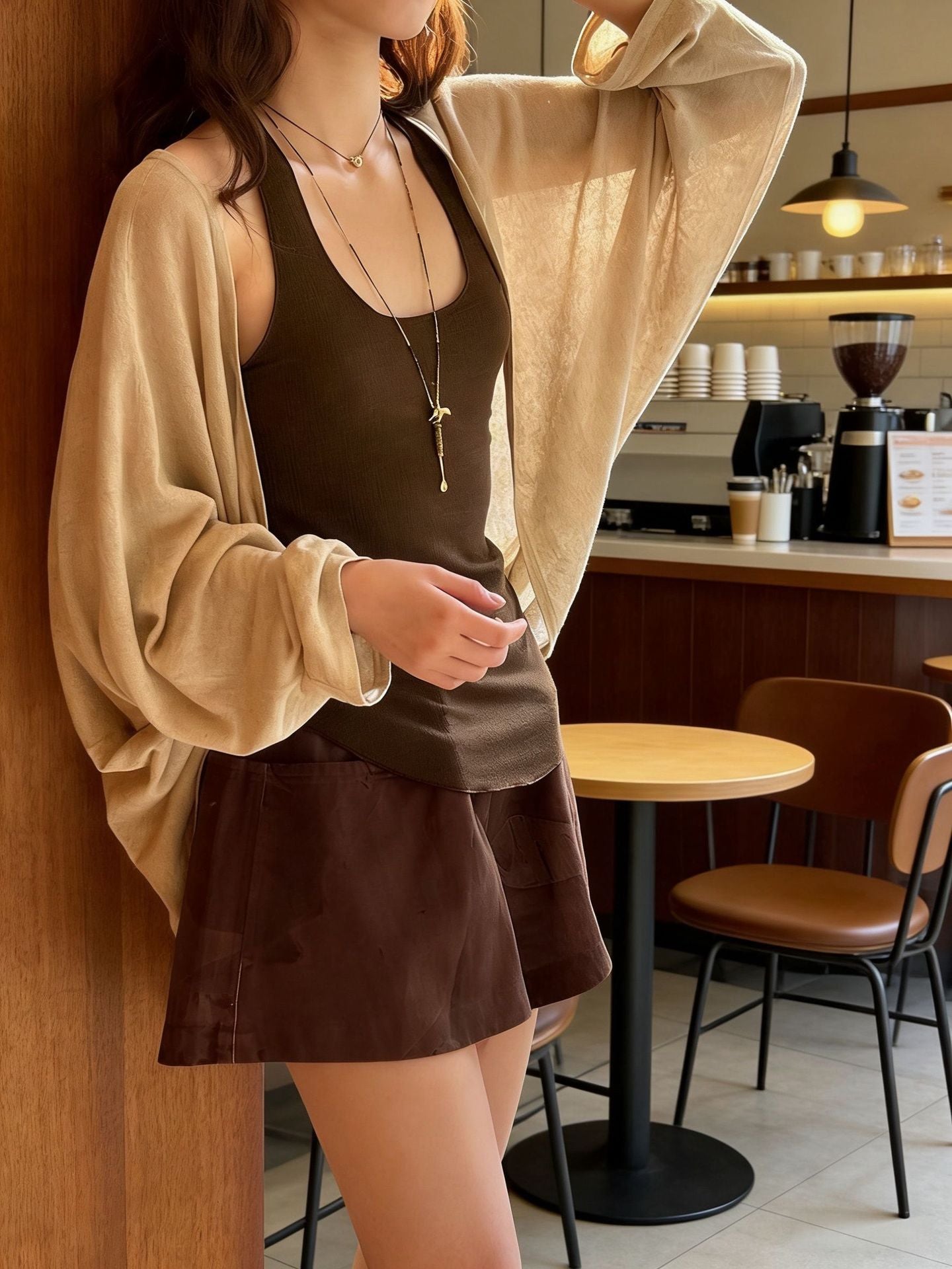 羽織るだけで、今日もいい感じ。リネンテンセルのバットスリーブカーディガン