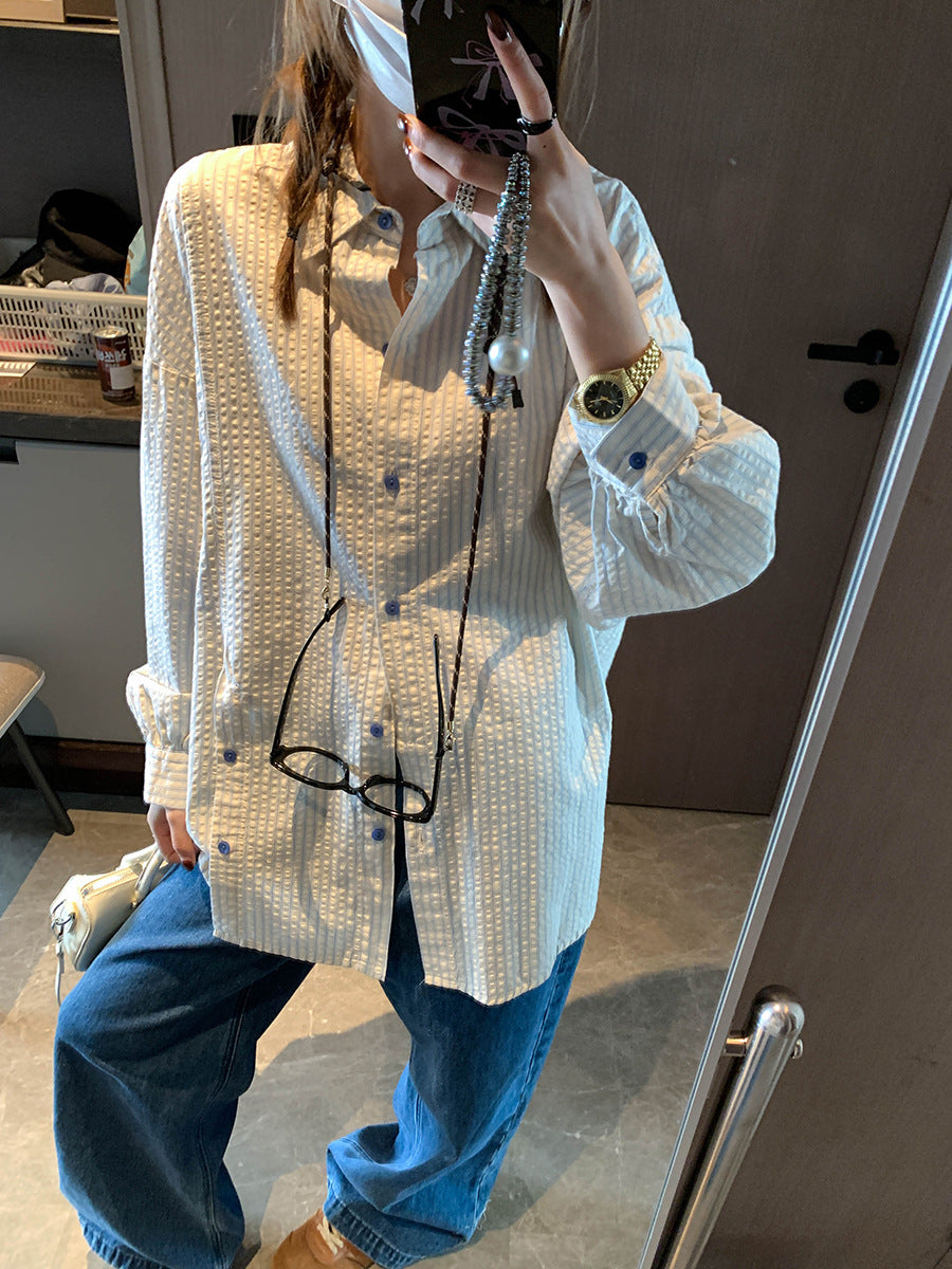 さらっと着て、なんかいい感じ。コットンストライプシャツ