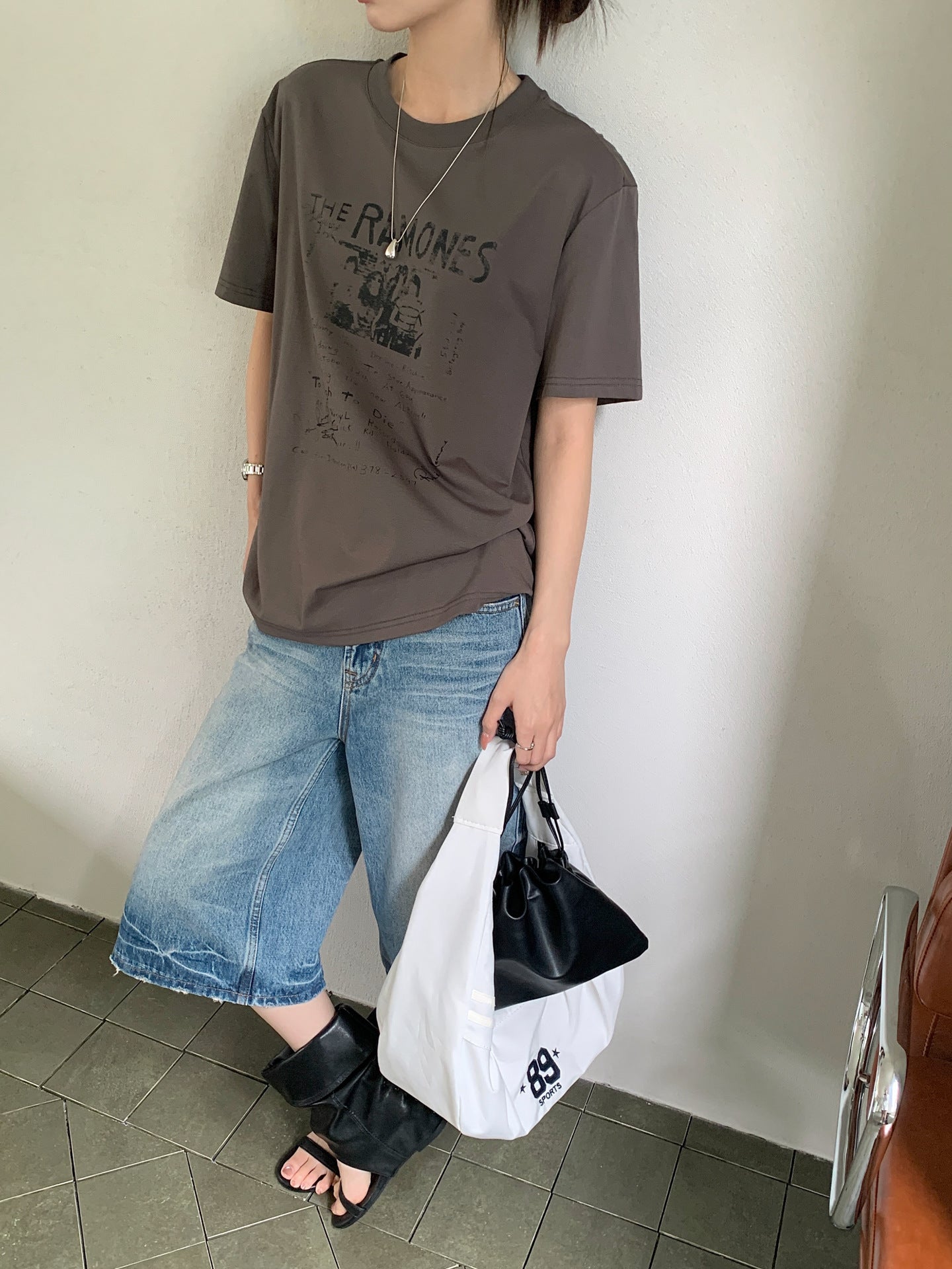 ヴィンテージバンドプリントTシャツ オリーブグリーン | IROHI