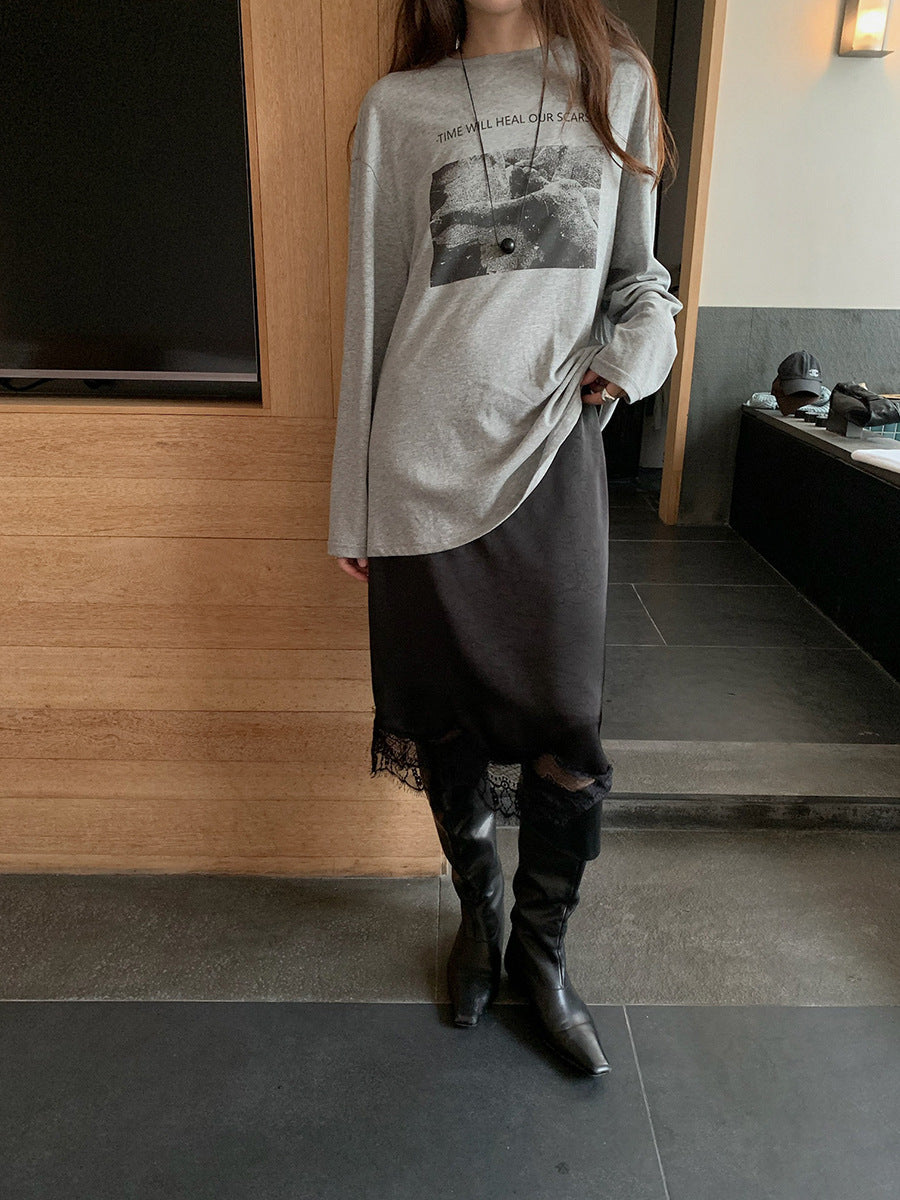 時間が、癒やす。プリントロングスリーブTシャツ