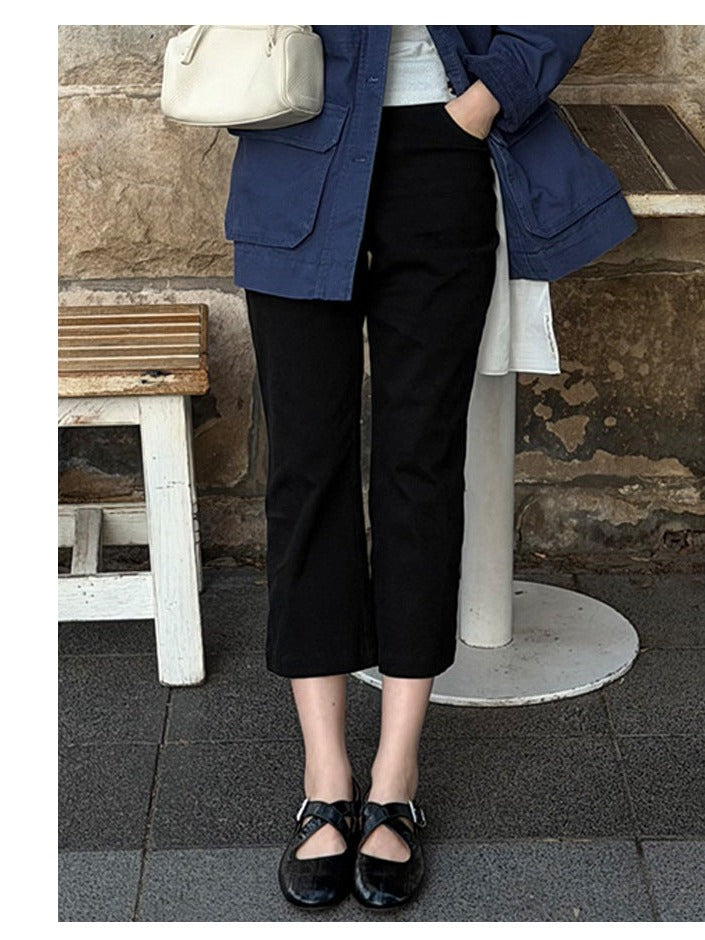 ハイウエストストレッチフレアパンツ｜7分丈・脱け感シルエット