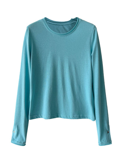 ダブルロールクルーネック Tシャツ｜ボタンカフスも2WAY ロングスリーブ