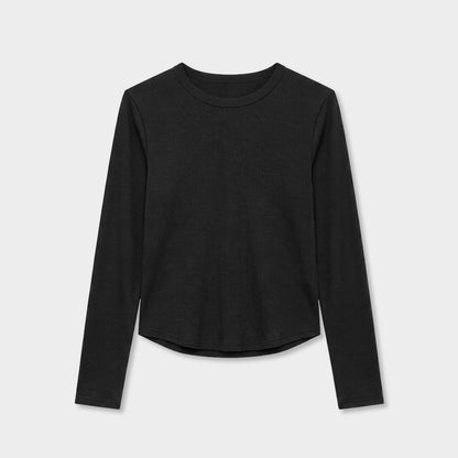 クルーネックロングスリーブTシャツ｜ストレッチ・コンパクト