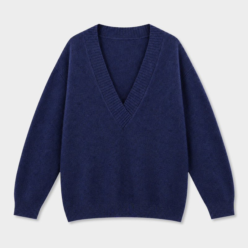 ウール×アルパカ Vネックニット 着用イメージ（13）