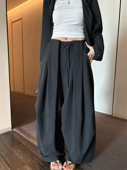 ヤマモトワイドパンツ｜ドローコードウエスト・ドレープシルエット