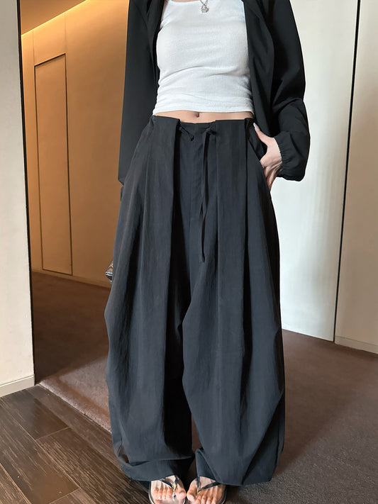 ヤマモトワイドパンツ｜ドローコードウエスト・ドレープシルエット