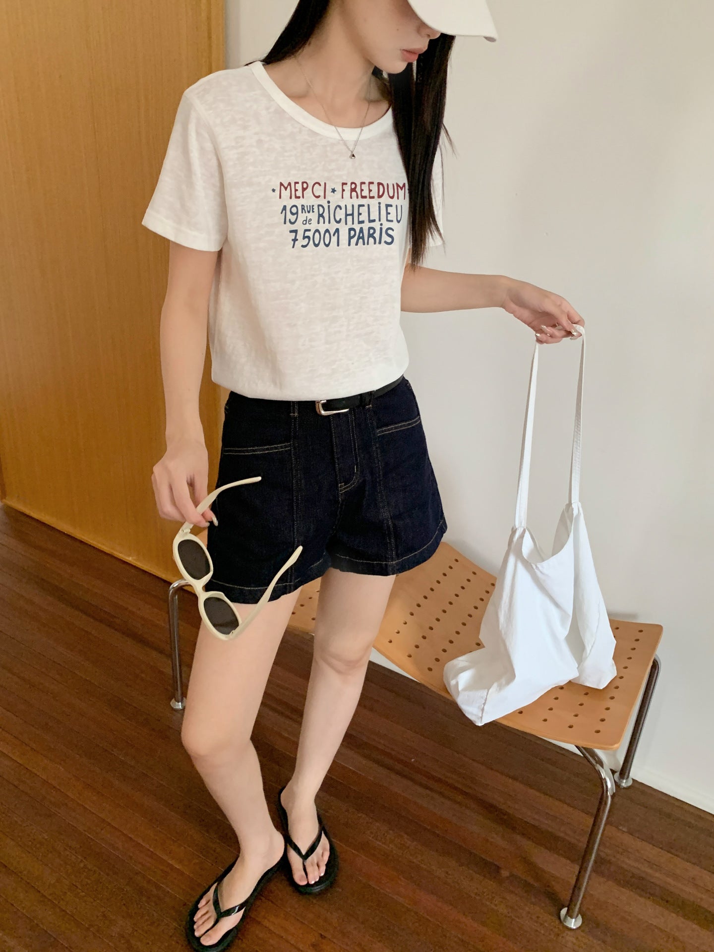ヴィンテージレタープリントTシャツ｜竹節コットン・ルーズフィット
