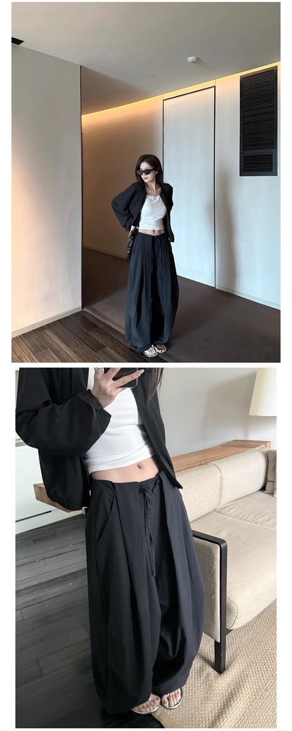 ヤマモトワイドパンツ｜ドローコードウエスト・ドレープシルエット