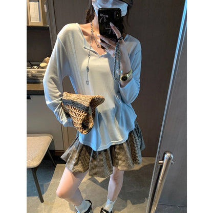 どの色も、かわいい。Vネック長袖Tシャツ