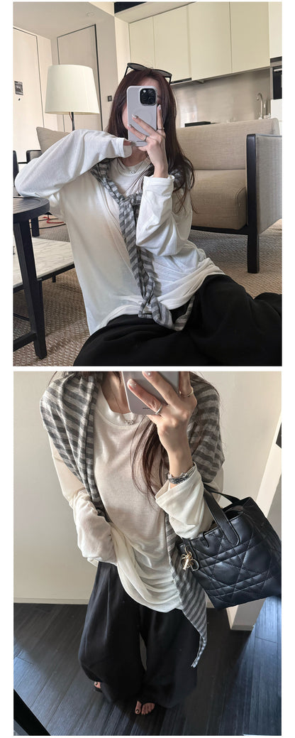 マスク肌感テンセル長袖Tシャツ｜シアー・やわらか・とろみシルエット