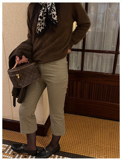 ハイウエストストレッチフレアパンツ｜7分丈・脱け感シルエット