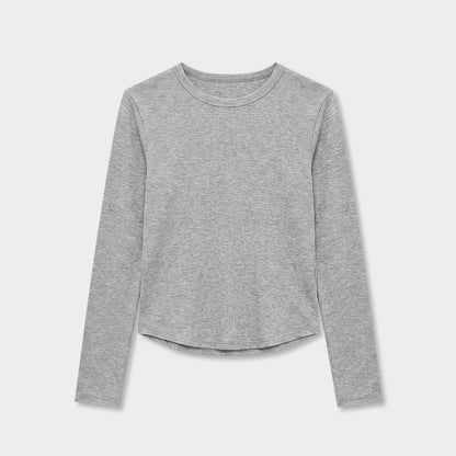 クルーネックロングスリーブTシャツ｜ストレッチ・コンパクト