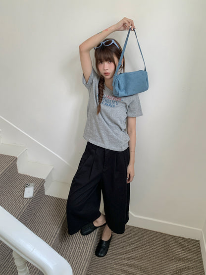 ヴィンテージレタープリントTシャツ｜竹節コットン・ルーズフィット