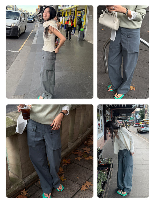 ハイウエストワイドパンツ｜フラップポケット・フルレングス
