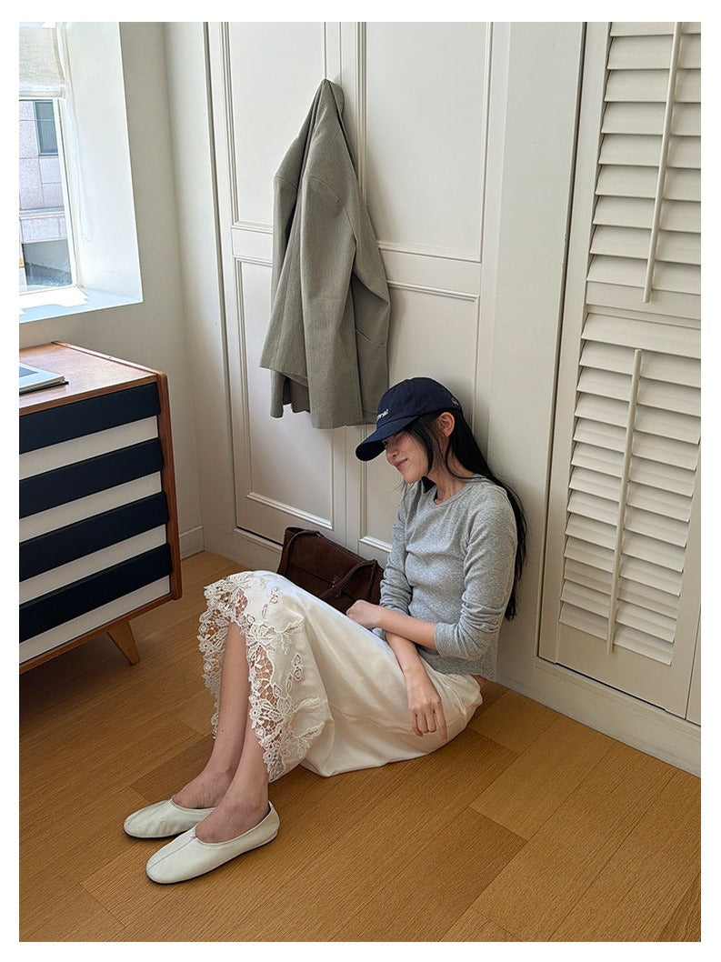 クルーネックロングスリーブTシャツ｜ストレッチ・コンパクト
