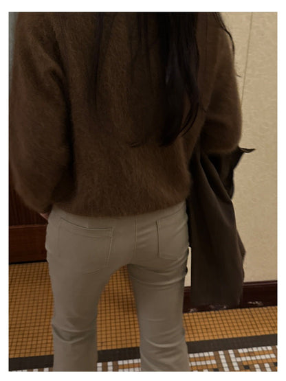 ハイウエストストレッチフレアパンツ｜7分丈・脱け感シルエット