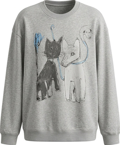 猫と犬のワンポイント。ふんわり、ゆったりスウェット。