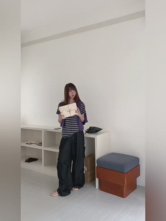 ネイビーボーダー半袖Tシャツ｜ダブルガーゼ